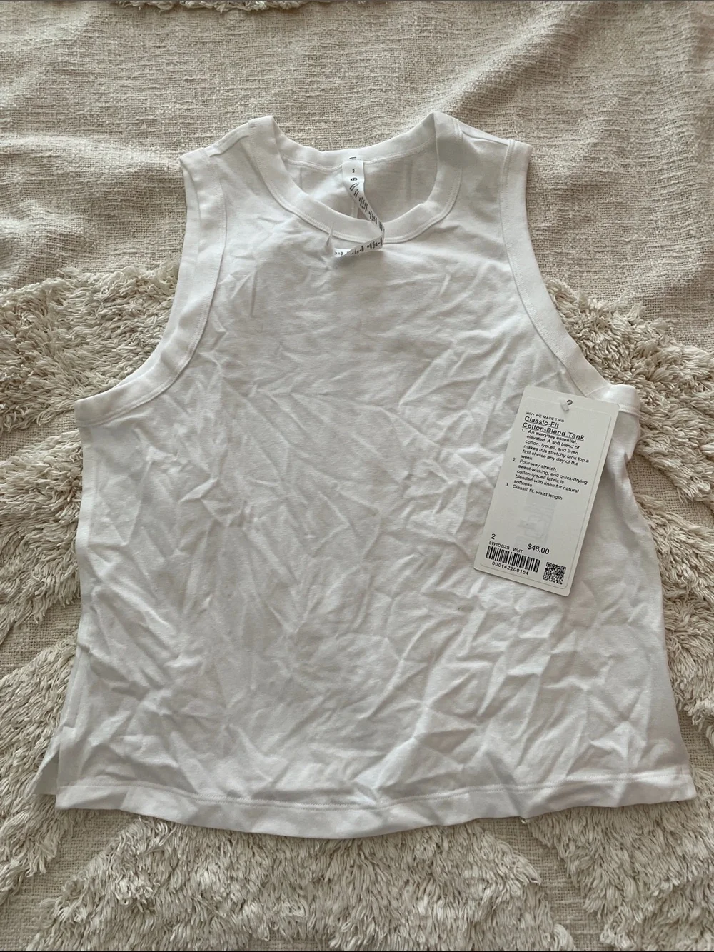 Nwt lululemon classic-fit Cotton Blend Tank Size 2